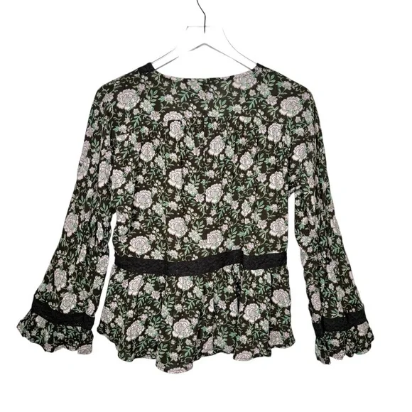 NEW American Eagle Witchy Dark Floral Long SleeveCottage Core Blouse Sz S - Picture 6 of 9